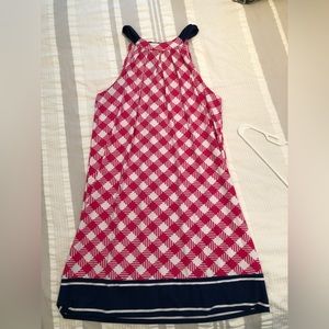 Mud pie sleeveless dress. Size small. Pink white and navy check.